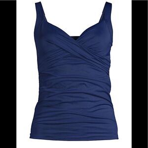 Land’s End Plus size adjustable v neck underwire tankini top navy blue Various